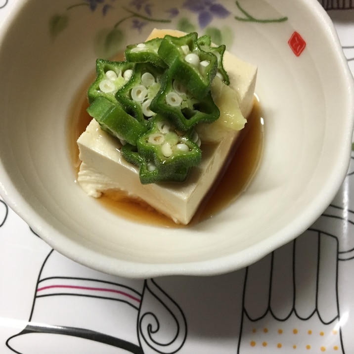 木綿豆腐で☆オクラの冷奴(*^^*)☆